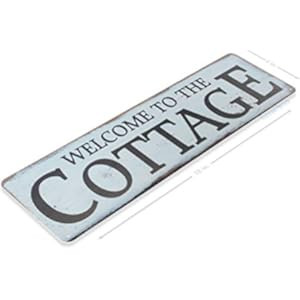 Lenrius Tin Sign Welcome to The Cottage Metal Decor Art Farm Shop Beach Kitchen 16"x4" | Amazon (US)