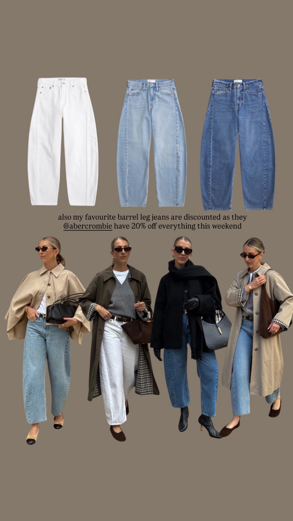 30% off my favourite barrel leg jeans from Abercrombie for Black Friday 

I wear a size 26R 

Jeans, Abercrombie sale, autumn essentials #LTKxAF

#LTKautumn #LTKCyberWeek #LTKjeans