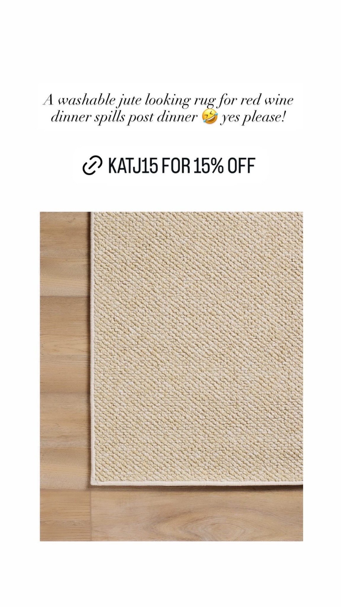 Washable jute like rug. Code KATJ15

#LTKHome #LTKSaleAlert