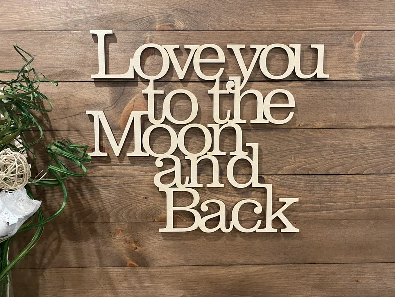 Love You to the Moon and Back Wood Word Cut Out | Nursery Wall Decor - Etsy | Etsy (US)