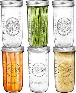 Tebery 6 Pack Wide Mouth Home Glass Mason Jars with Airtight Lids and Bands, 24-Ounce Canning Gla... | Amazon (US)
