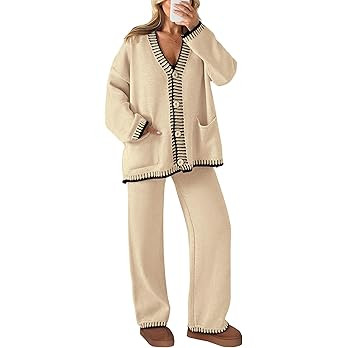 PRETTYGARDEN Lounge Sets for Women Fall 2025 Loungewear 2 Piece Outfits Cardigan Sweaters Track S... | Amazon (US)
