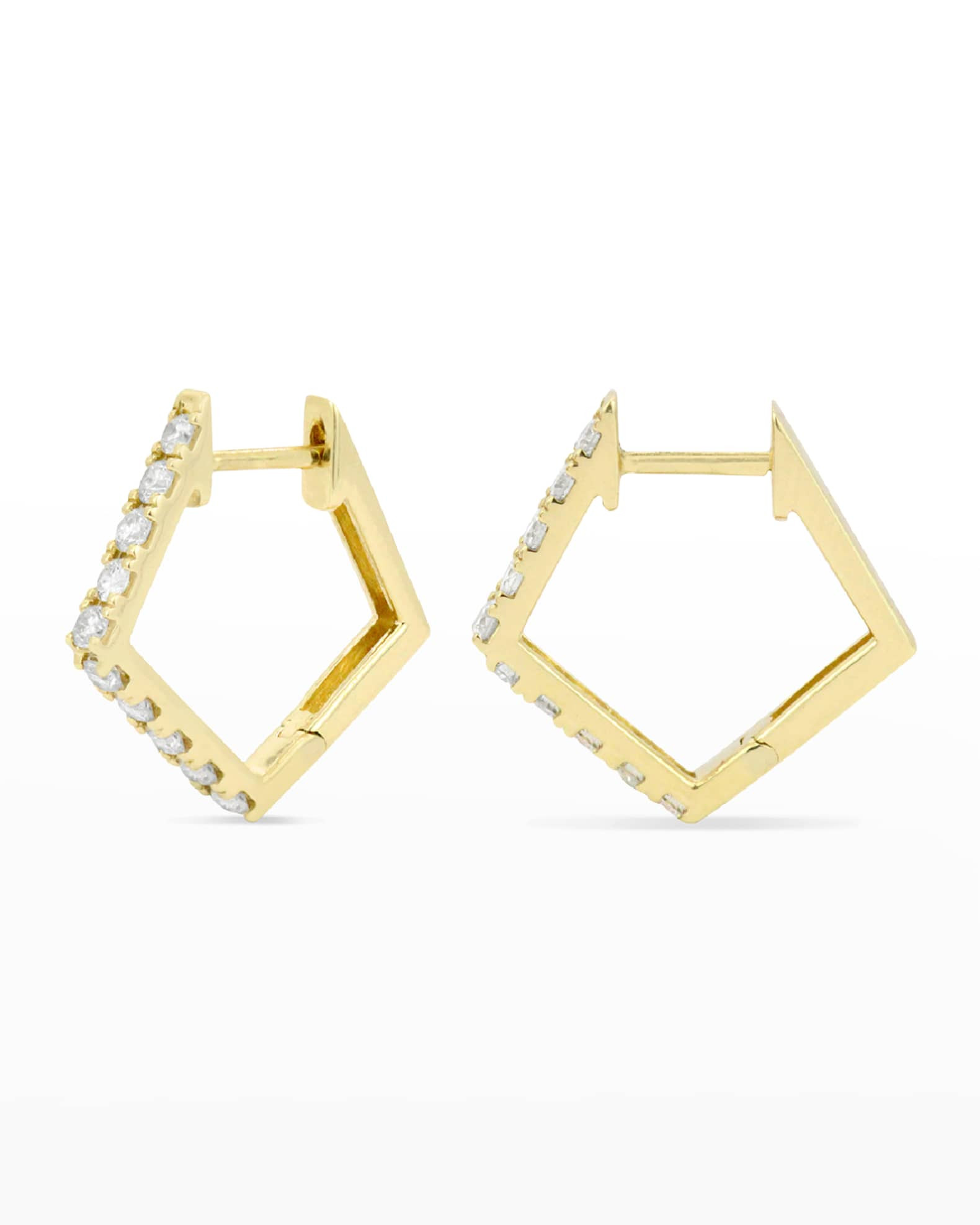 Stevie Wren 14k Yellow Gold Pave Pentagon Huggie Earrings | Neiman Marcus