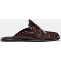 Zara - Leather Slingback Loafers - Burgundy Red - 11 - Woman | Zara US