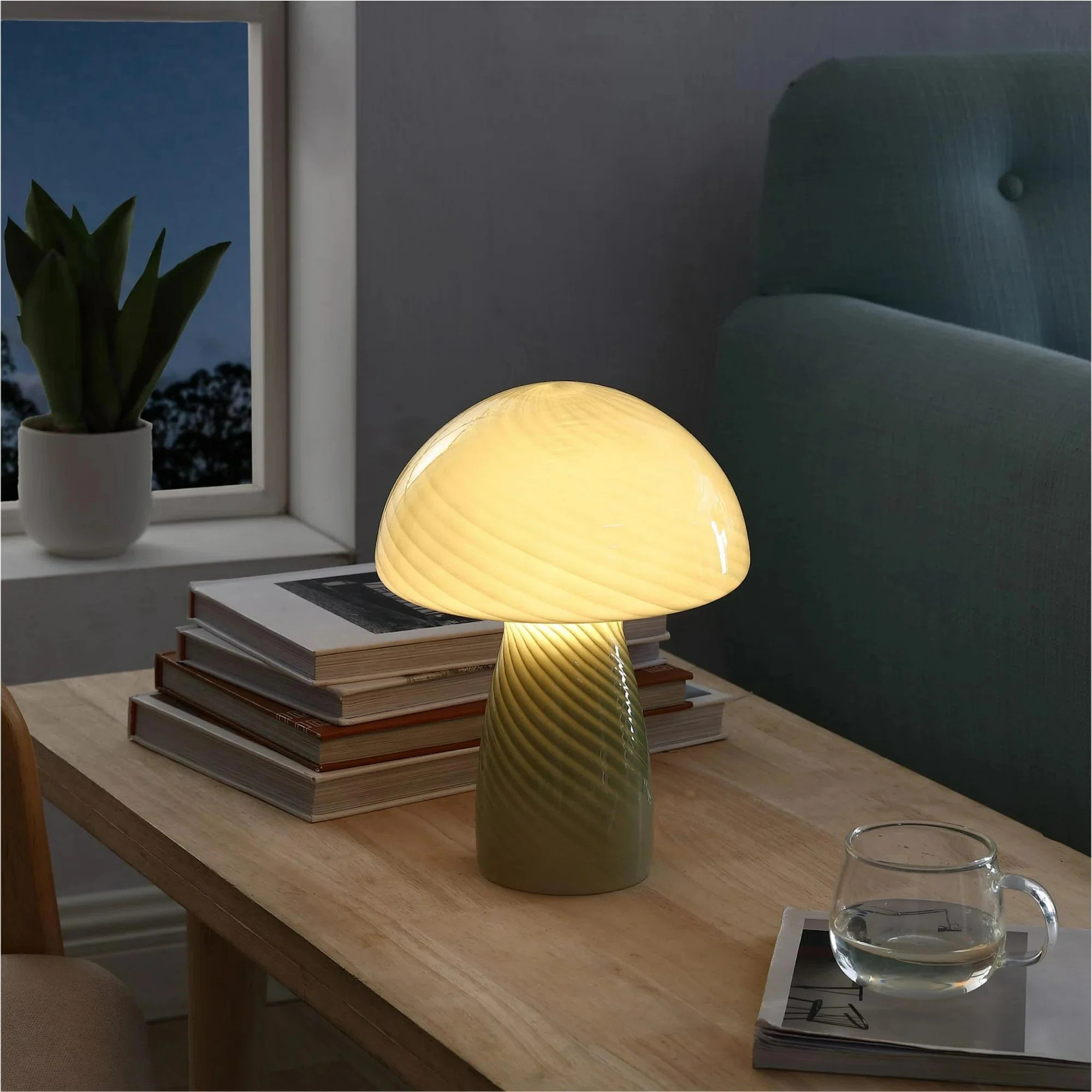 12" Modern Retro Glass Mushroom Table Lamp | Wayfair North America