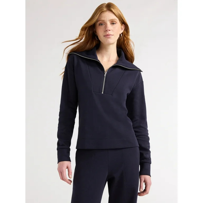 Free Assembly Women's Half Zip Pullover Sweatshirt, Sizes XS-XXL | Walmart (US)