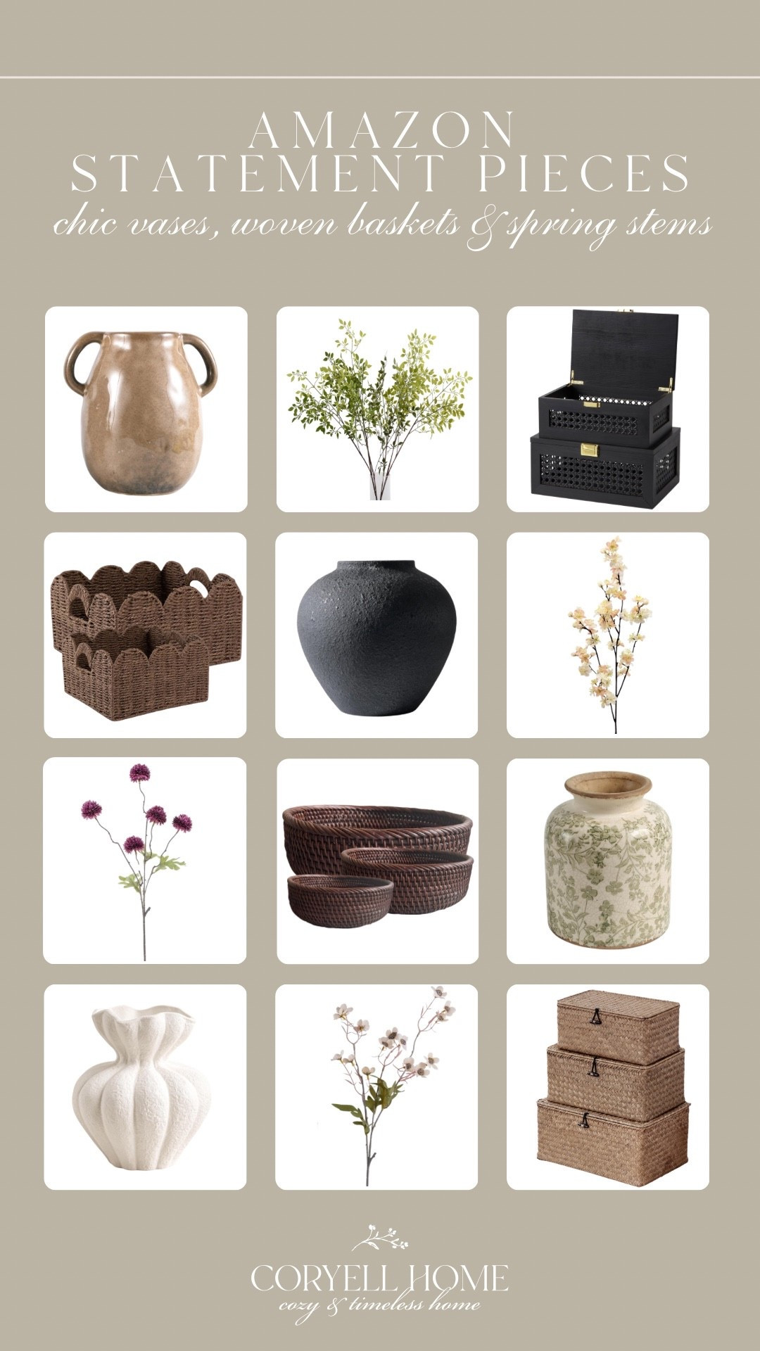 A variety of statement pieces perfect for refreshing spaces for spring! Chic vases, woven baskets and spring stems all affordable and fit most any style!

#LTKHome