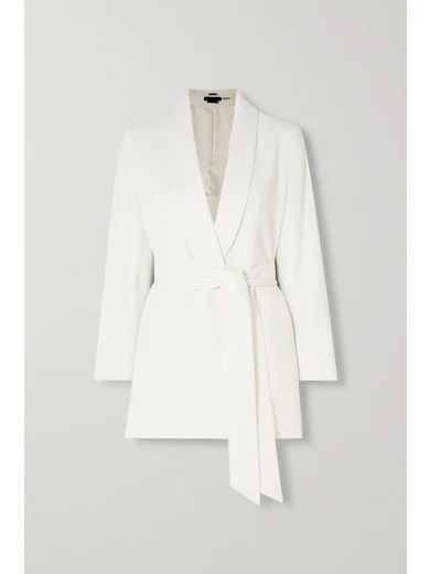 Alice Olivia - Wheaton Belted Crepe Blazer - White | NET-A-PORTER (US)