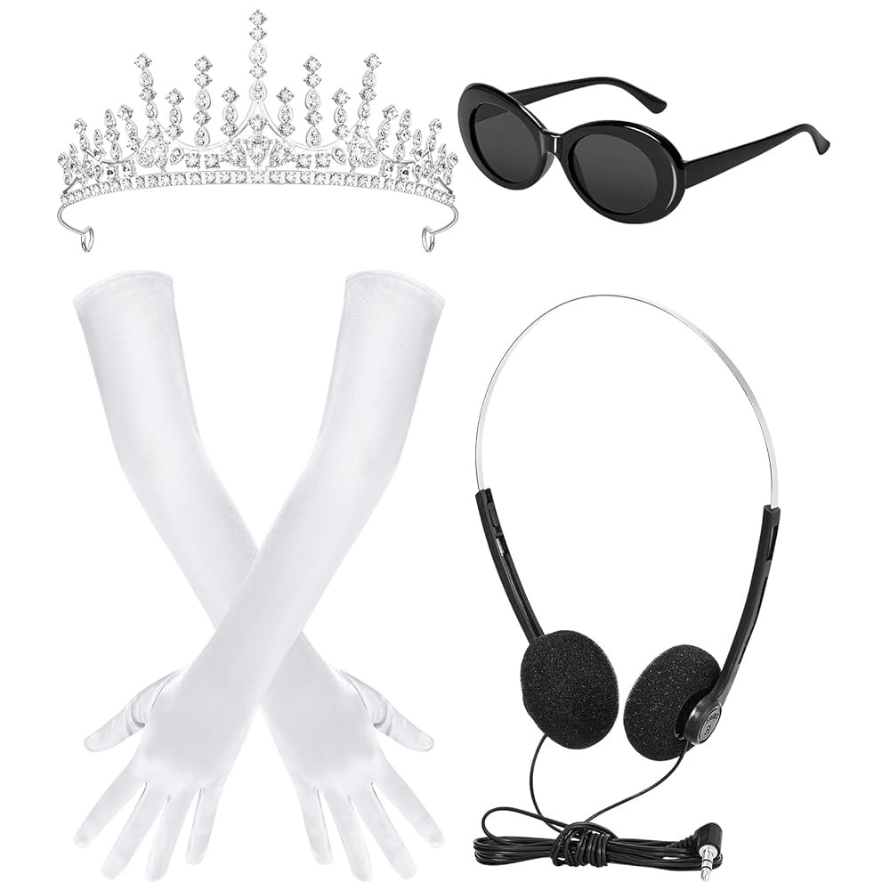 4 Pcs Halloween Princess Costume Accessories Tiara Crown Sunglasses Gloves Headphones for Women H... | Amazon (US)
