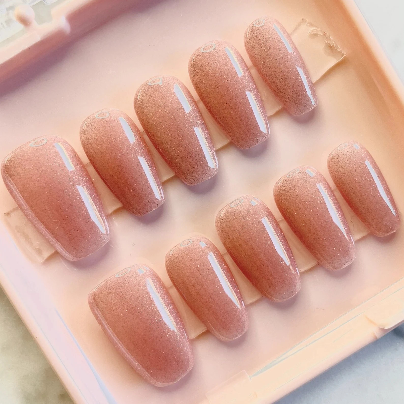 Pink Cat Eye Nails, Shiny Glitter Nails, Coffin Nails Press On, Press on Nails Coffin Medium, Wed... | Etsy (US)