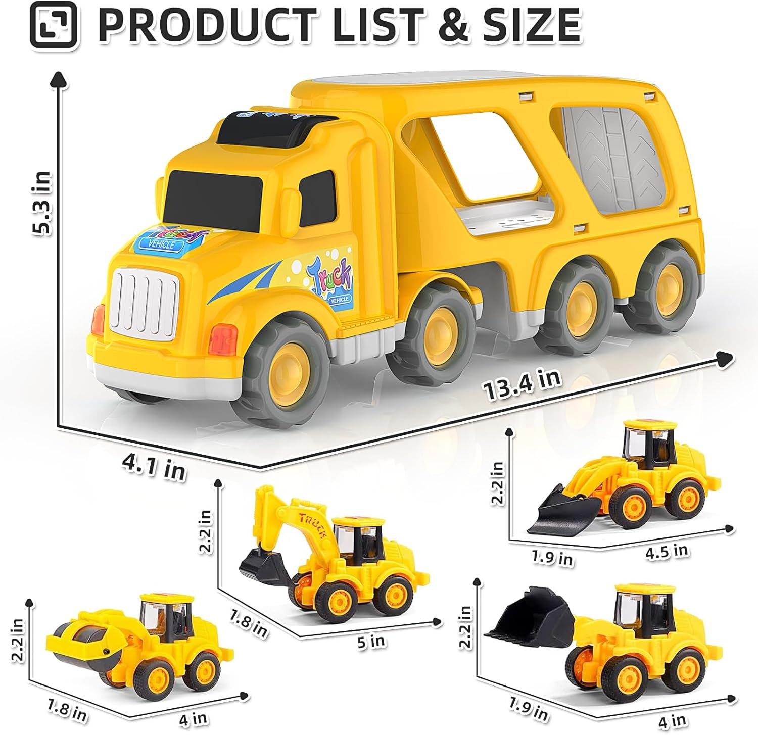 Veslier Construction Truck Toys for Boys Girls Age 3 4 5 6 Years Old，Carrier Transport Trucks f... | Amazon (US)
