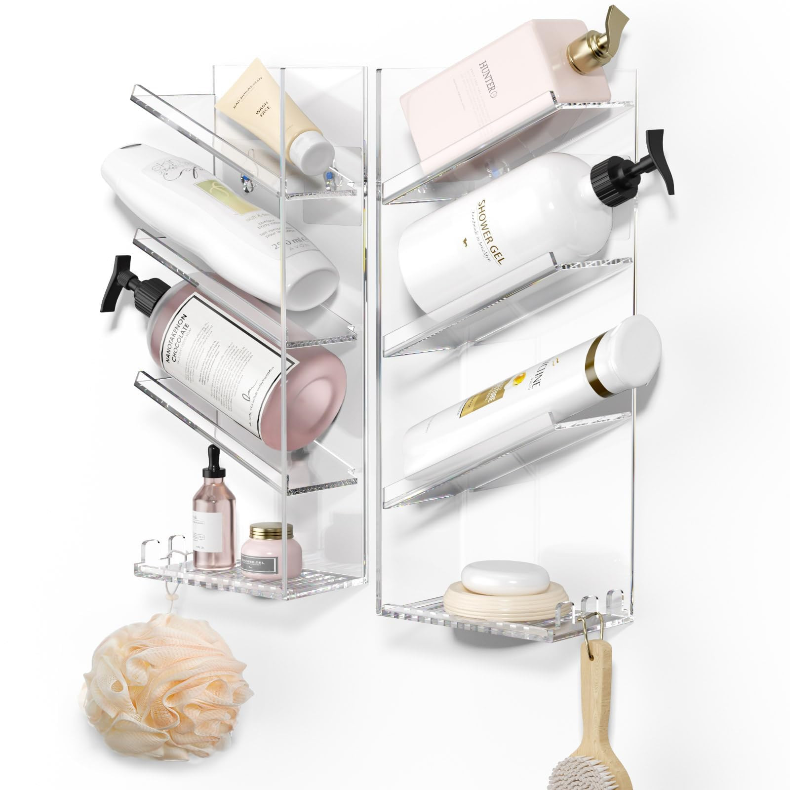 AITEE Acrylic Bathroom Organizer Caddy, Clear Shampoo Holder Wall Mounted, Shower Organizer with ... | Amazon (US)