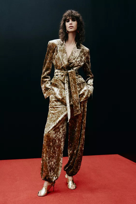 VELVET METALLIC THREAD BALLOON PANTS | Zara US