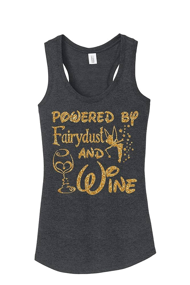 Powered By Fairy Dust and Wine womens tank top summer Unisex Misses and Plus size tee or Tank Top | Amazon (US)