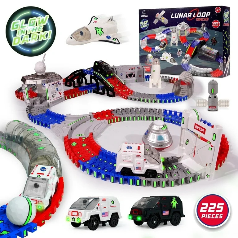USA Toyz Lunar Loop NASA Space Tracks Playset 225 Pieces Interactive STEM Race Space Toys | Walmart (US)