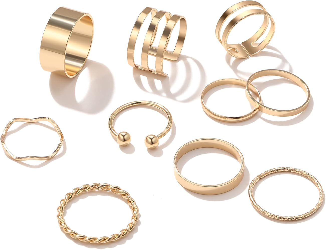 Gold Knuckle Rings Set for Women, 10 Pcs Trendy Simple Midi Rings Gold Plated Statement Stackable... | Amazon (US)