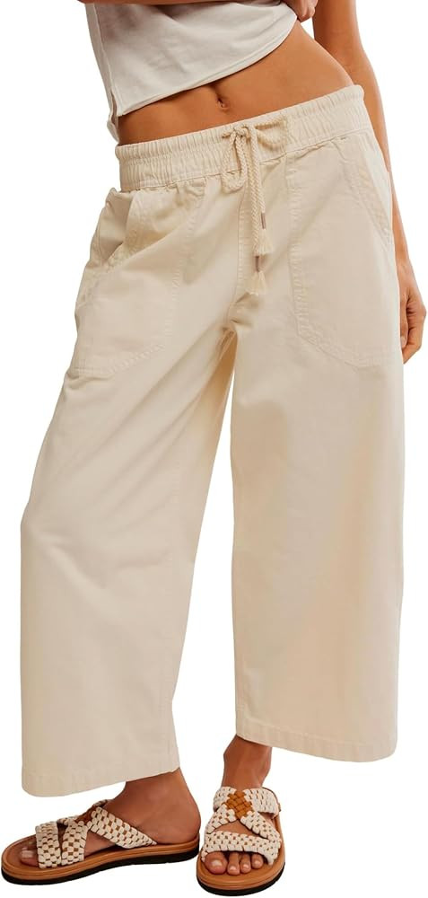 Wide Leg Jeans for Women Trendy Elastic High Waist Boyfriend Denim Pants Baggy Jeans with Pockets | Amazon (US)