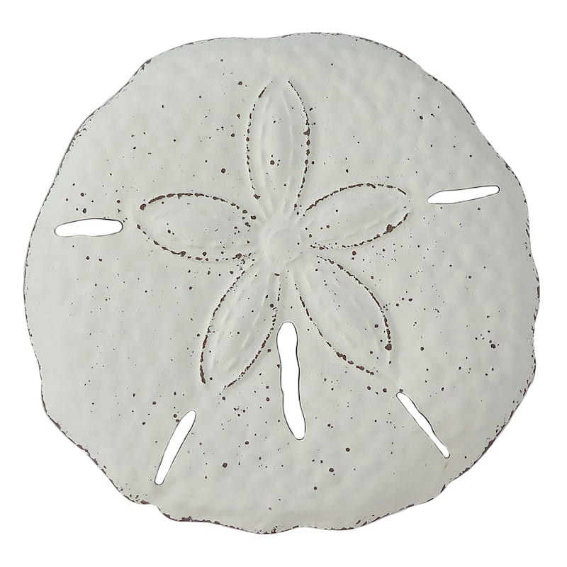 White Round Metal Sand Dollar Wall Art, 15x16 | At Home