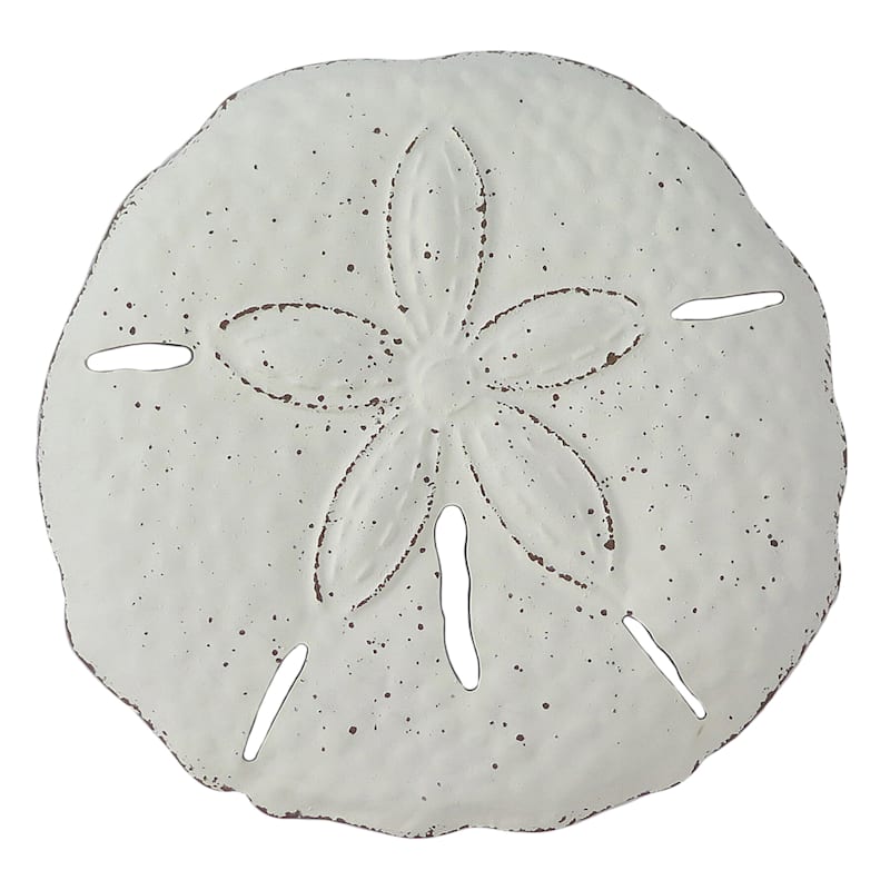 White Round Metal Sand Dollar Wall Art, 15x16 | At Home