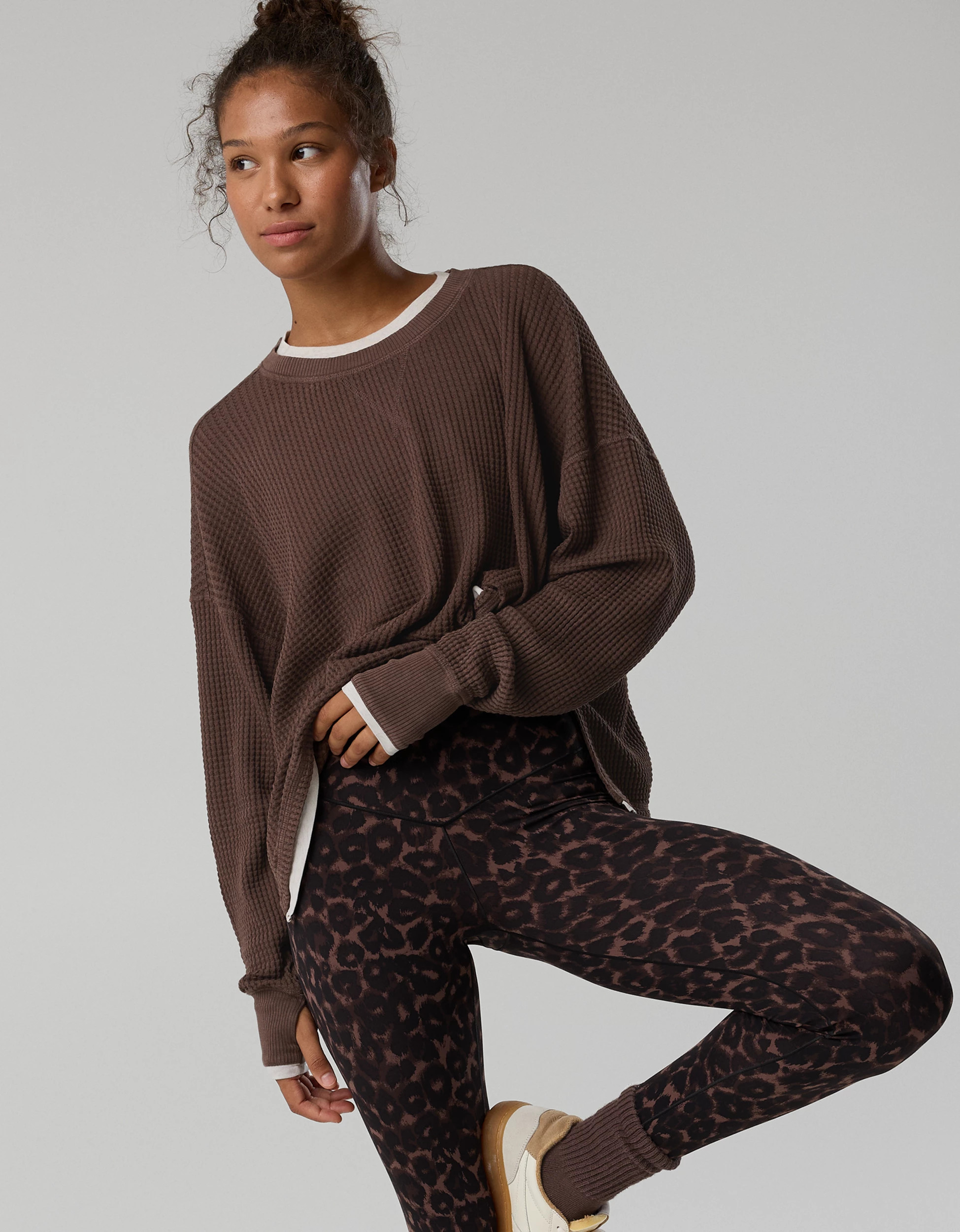 OFFLINE By Aerie Wow! Waffle Layered Long Sleeve T-Shirt | American Eagle Outfitters (US & CA)