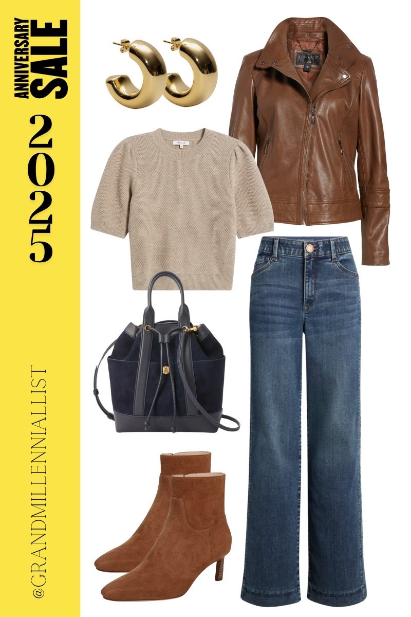 Starts July 12th!
Nordstrom Anniversary Sale NSALE 
Fall Outfit idea 
Leather bomber jacket / wide-leg denim jeans / short sleeve neutral sweater / Rag & Bone Fall bag / suede booties 

#LTKStyleTip #LTKSaleAlert