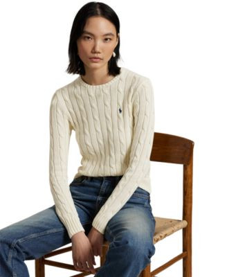 Polo Ralph Lauren Women's Cable Wool-Cashmere Crewneck Sweater - Collection Camel Melange | Macy's
