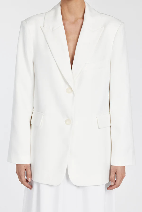 HARLEY WHITE OVERSIZED BOYFRIEND BLAZER | DISSH