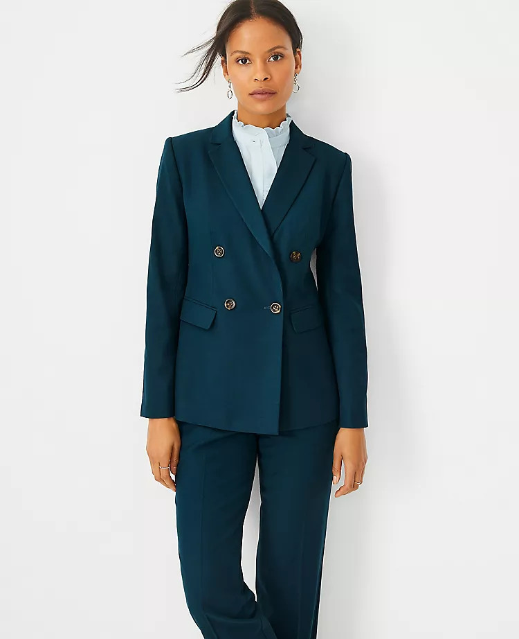 The Double Breasted Long Blazer in Airy Wool Blend | Ann Taylor (US)