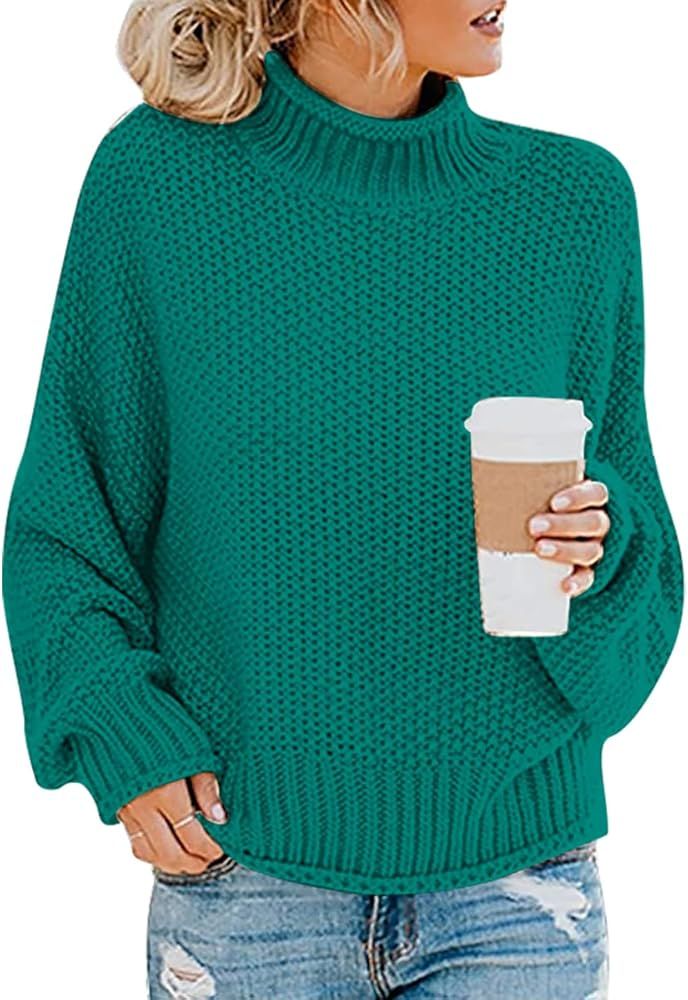 ANRABESS Women's Turtleneck Oversized Sweaters Batwing Long Sleeve Pullover Loose Chunky Knit Top... | Amazon (US)