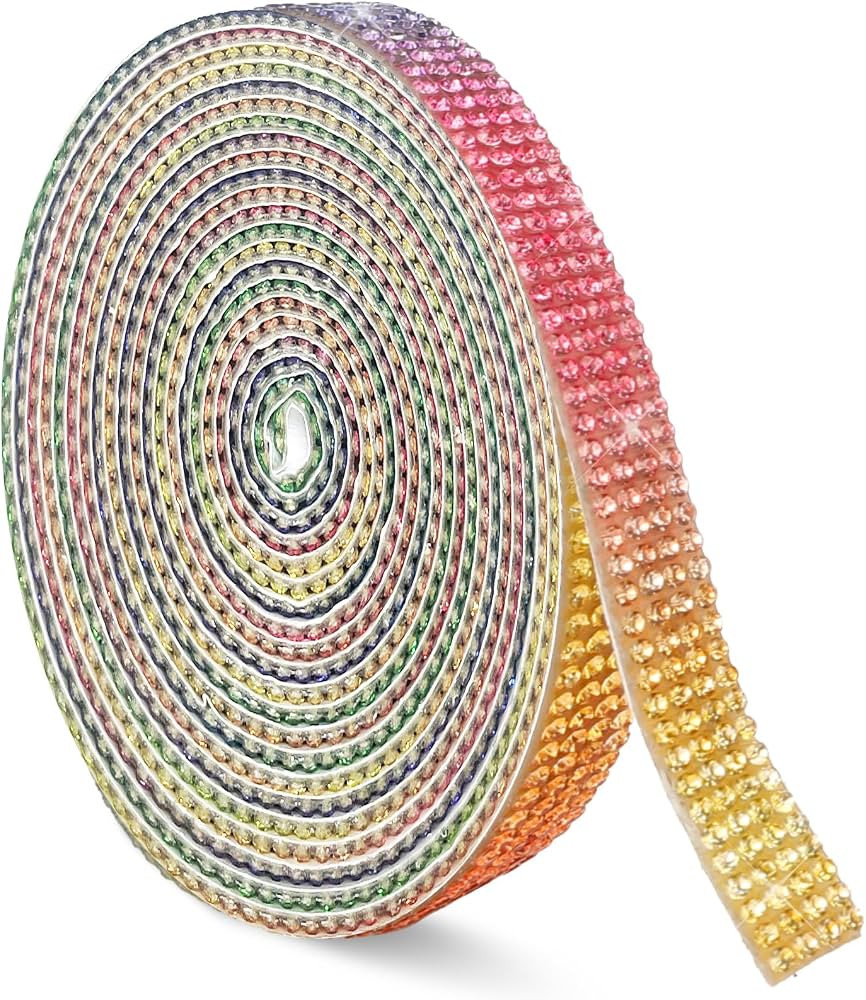 Rhinestone Ribbon, Self Adhesive Rhinestone Strips,3 Yards Glitter Rhinestone Tape Bling Diamond ... | Amazon (US)