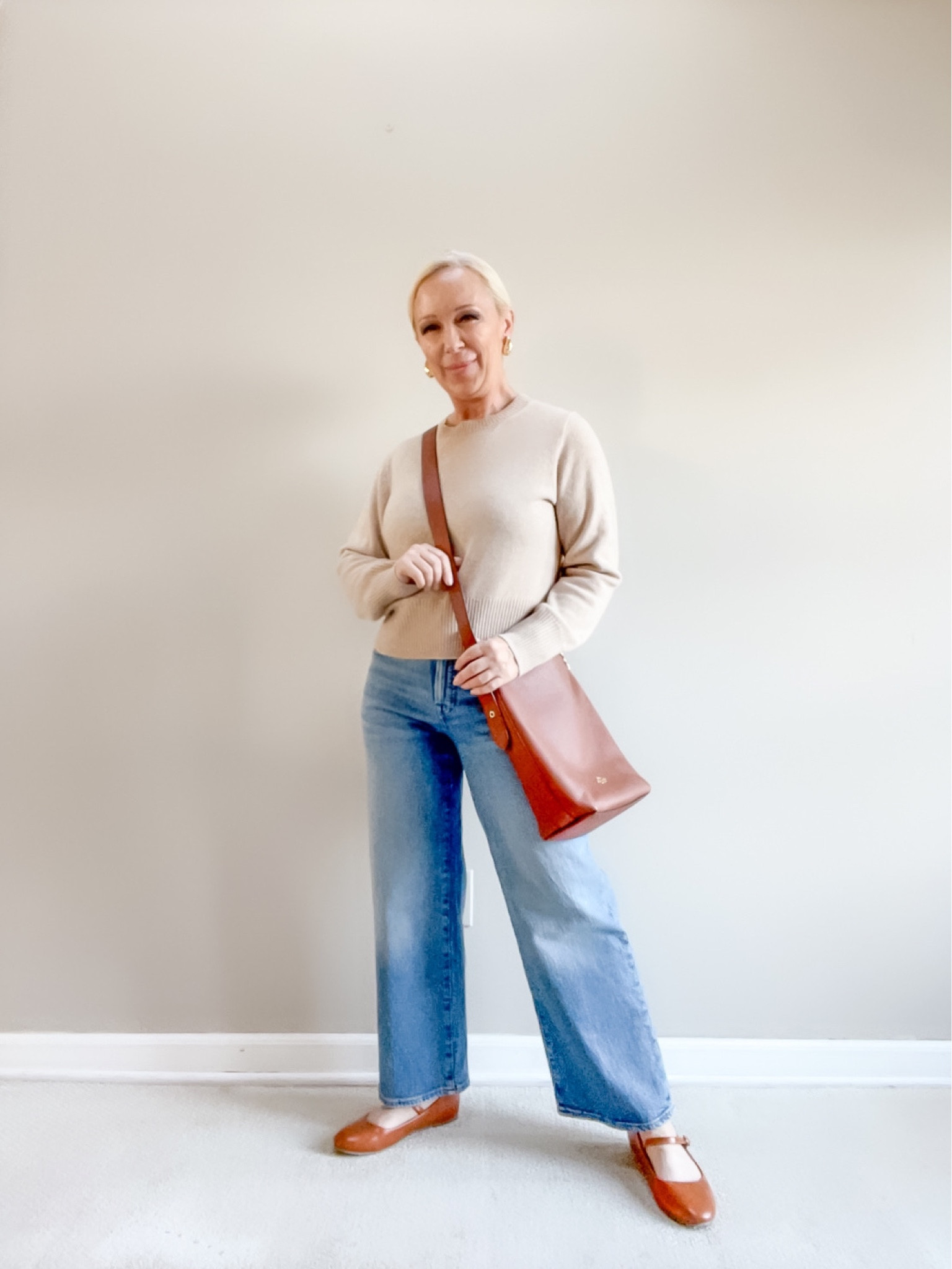 Cashmere Sweater (wearing LARGE)  / winter outfit / casual outfit / wide leg jeans / European style / minimalist / neutral

#LTKshoecrush #LTKover40 #LTKSeasonal