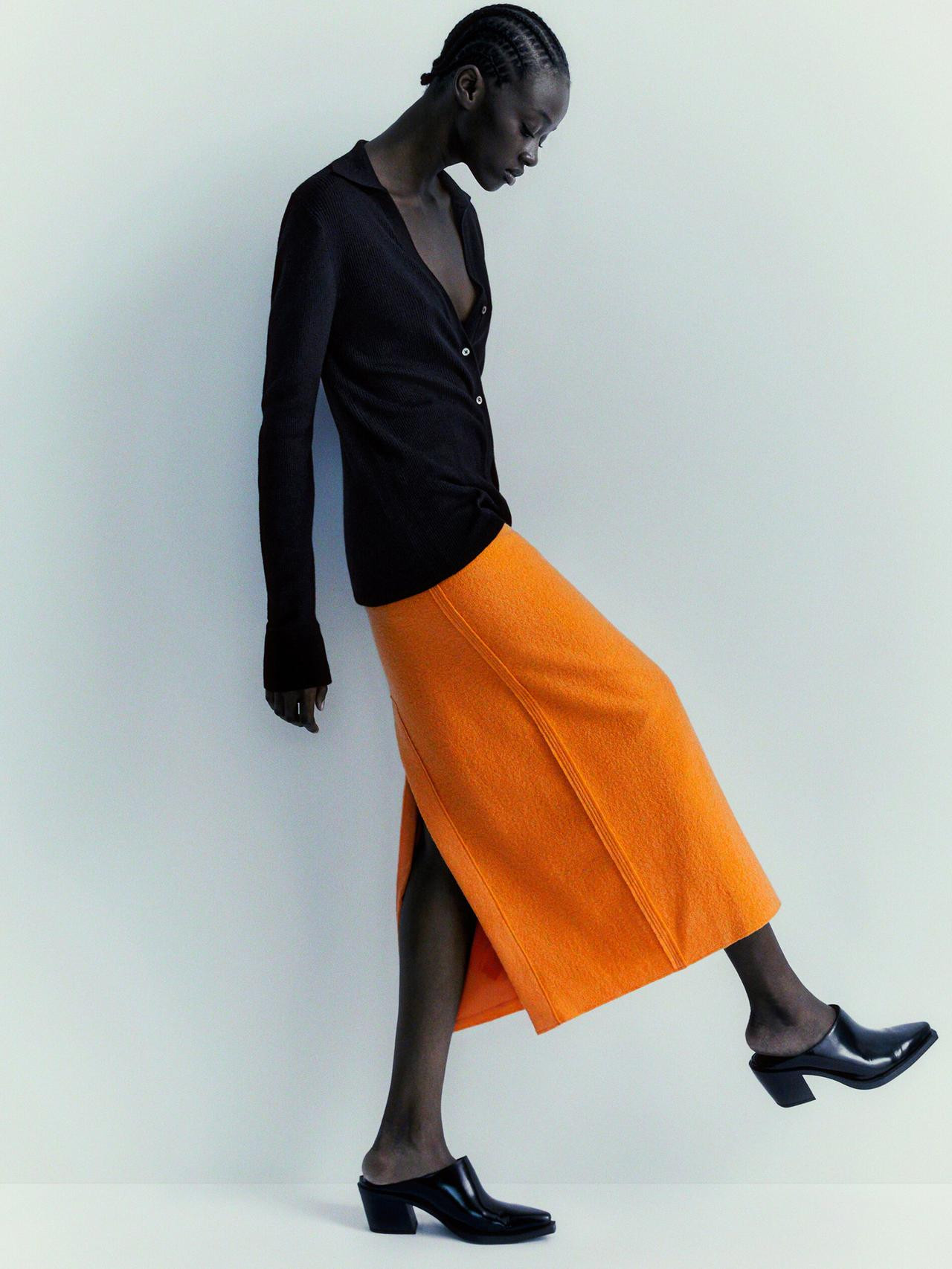 Wool midi skirt | Massimo Dutti US