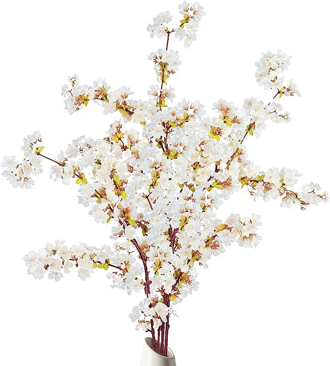 Sggvecsy Artificial Cherry Blossom Branches Faux Cherry Flowers 39 Inch Peach Branches Silk Tall ... | Amazon (US)