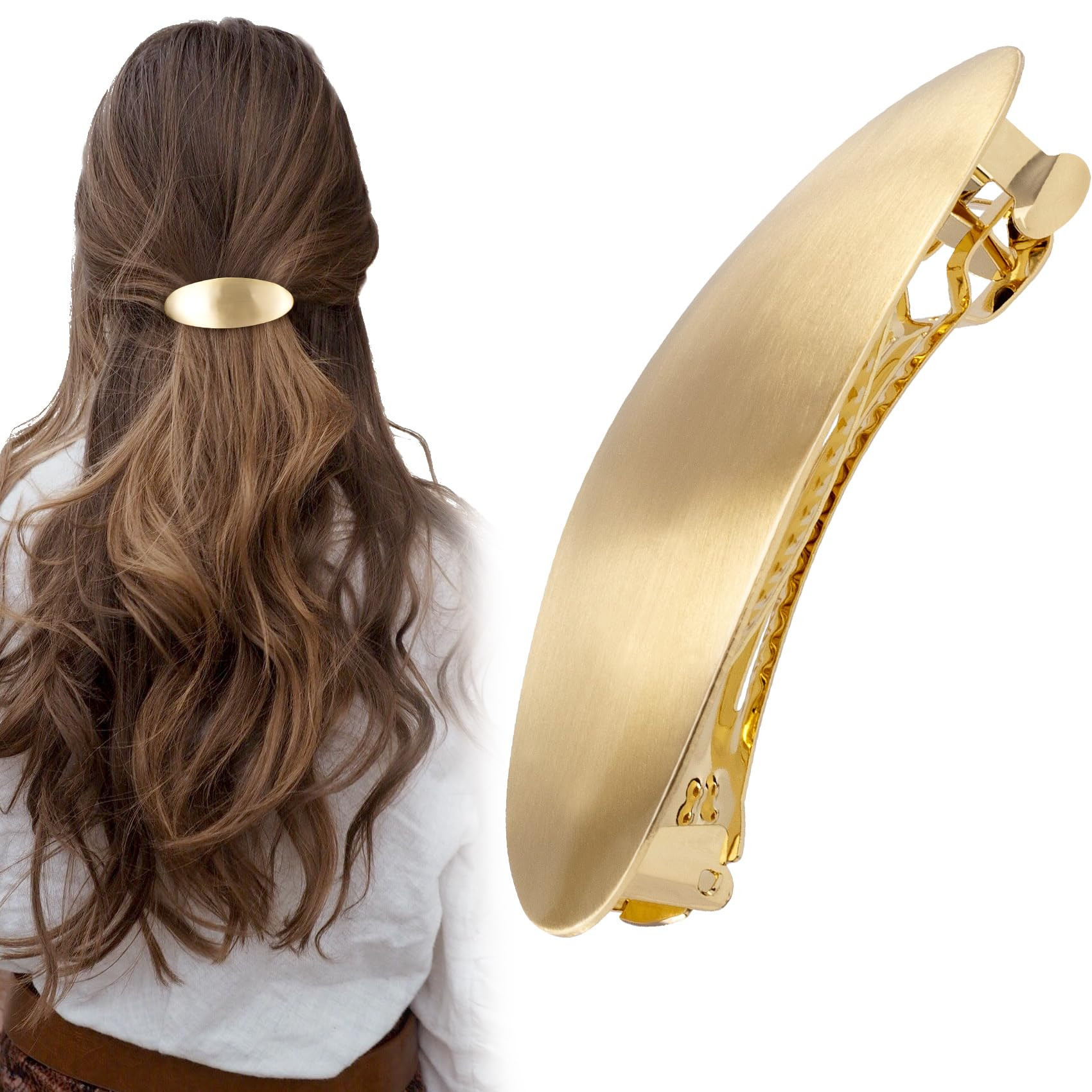 3inch Oval Hair Barrette Vintage Metal Large Hair Clip Gold French Wedding Prom Formal Hair Acces... | Amazon (US)