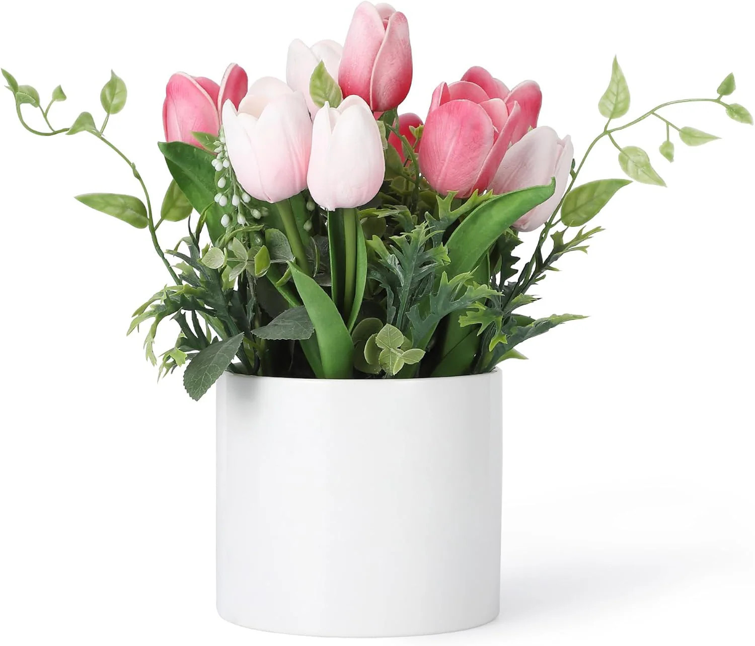Garvee Real Touch Artificial Tulips in Glass Vase with Faux Water Fake Tulip Bouquet for Home and Table Decor one_size in Red | IWAN-PHK-37B5JEK7 | Lowe's