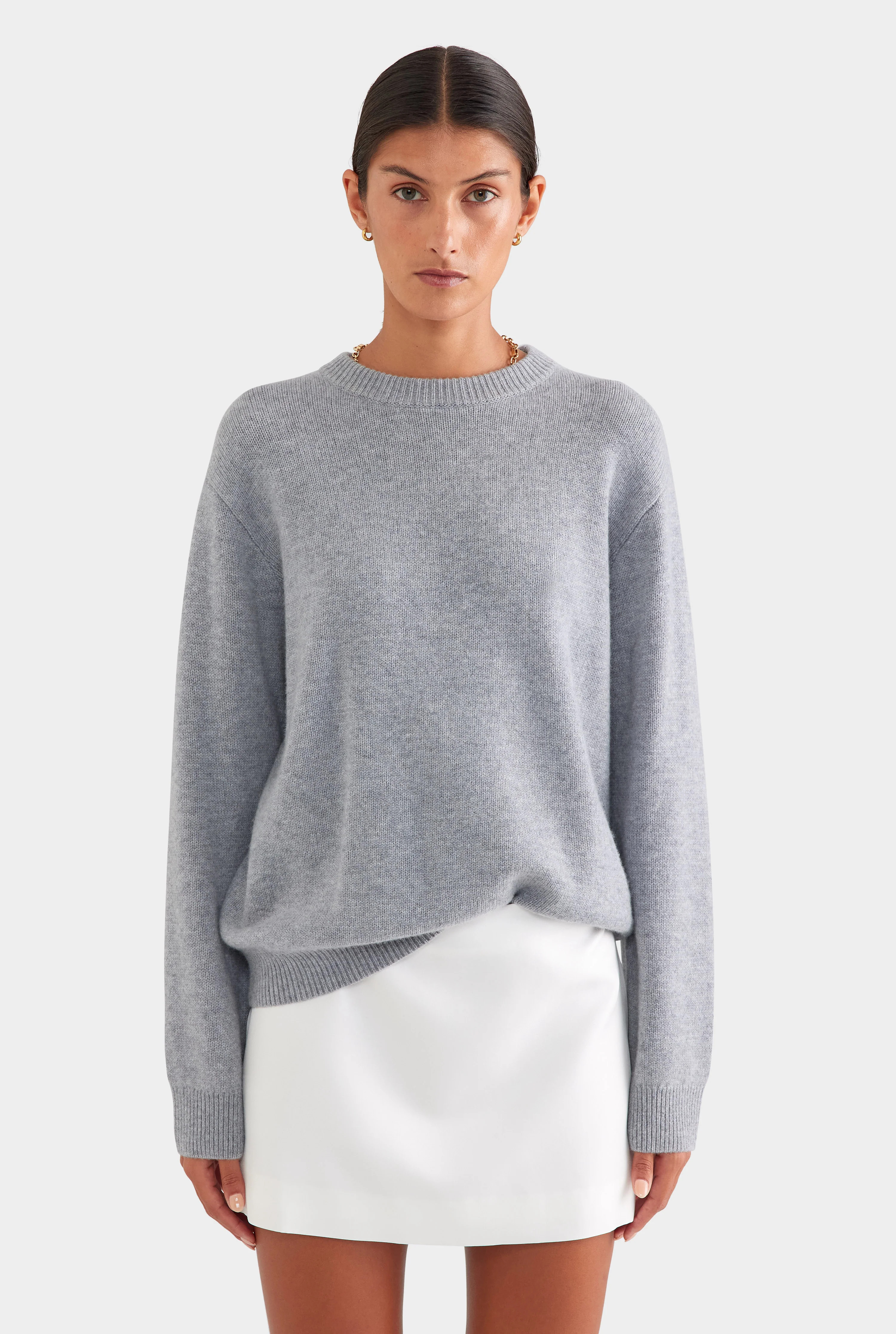 Oversized Wool Cashmere Sweater Grey Marl | Venroy | Venroy AU