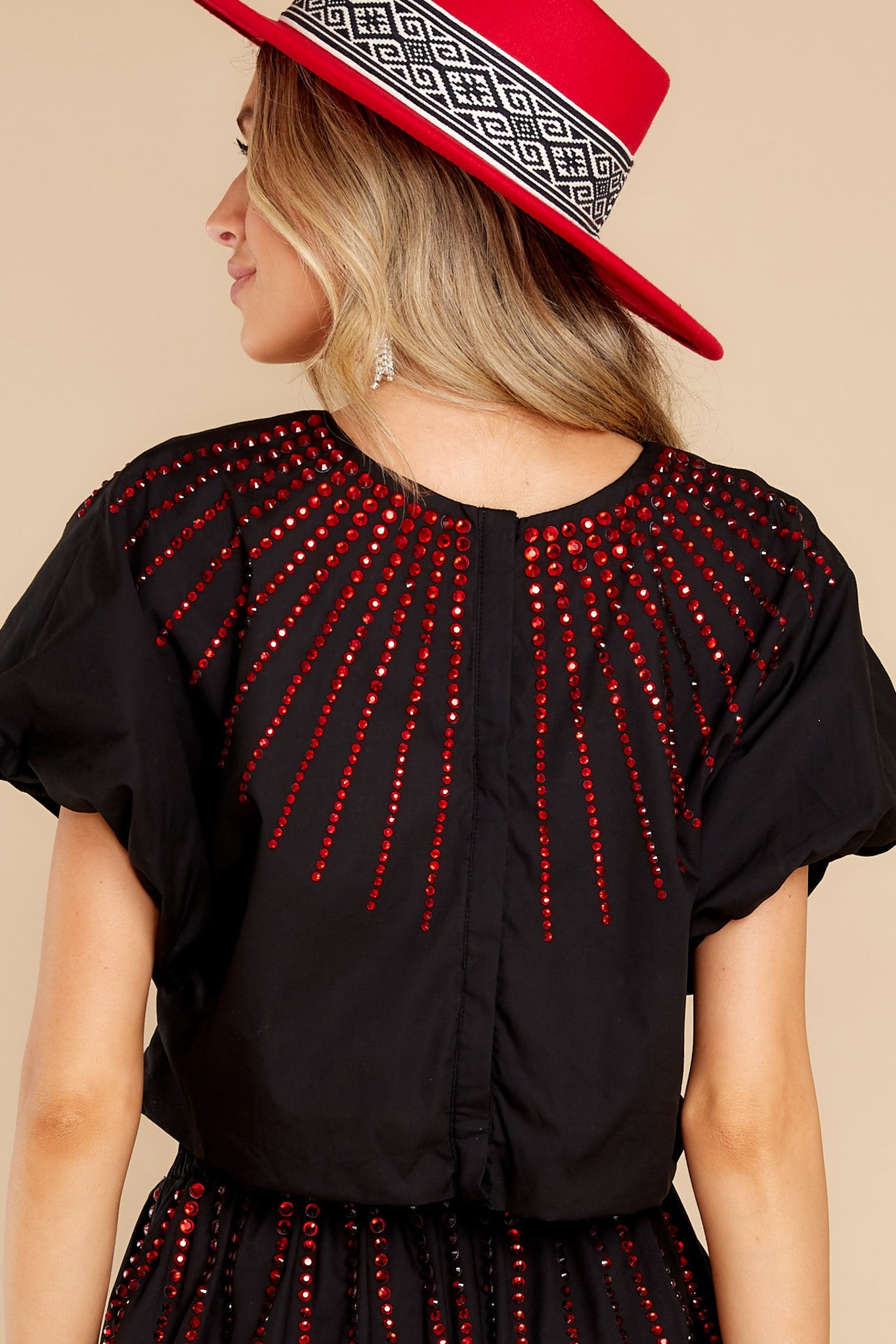 Black With Red Burst Cotton Bubble Top | Red Dress 