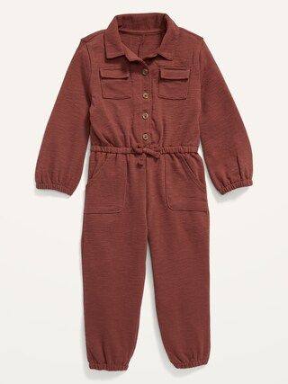 Textured-Knit Utility-Pocket Jumpsuit for Toddler Girls | Old Navy (US)