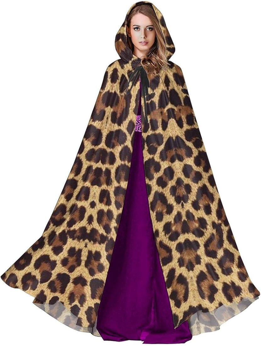 FORCUTER Leopard Print Unisex Halloween Christmas Hooded Cloak Long Cape Cosplay Costumes Adult Blac | Amazon (US)