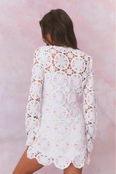 Poemes Multi Colored Crochet Mini Dress | LoveShackFancy