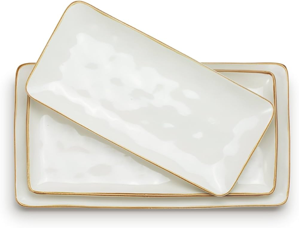 famiware Serving Platter, Rectangular 15.67/14.1/12.6inch Serving Dishes for Entertaining, Microw... | Amazon (US)