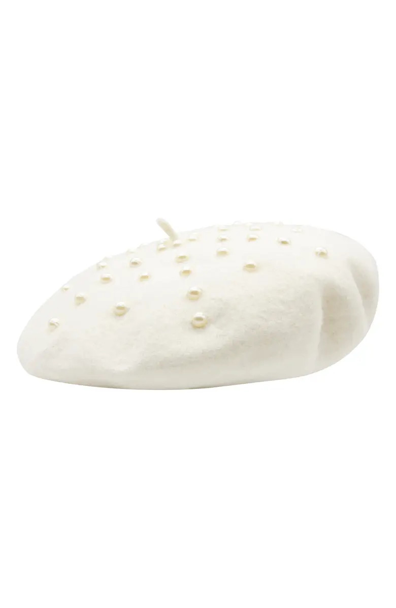 kate spade new york imitation pearl wool beret | Nordstrom | Nordstrom