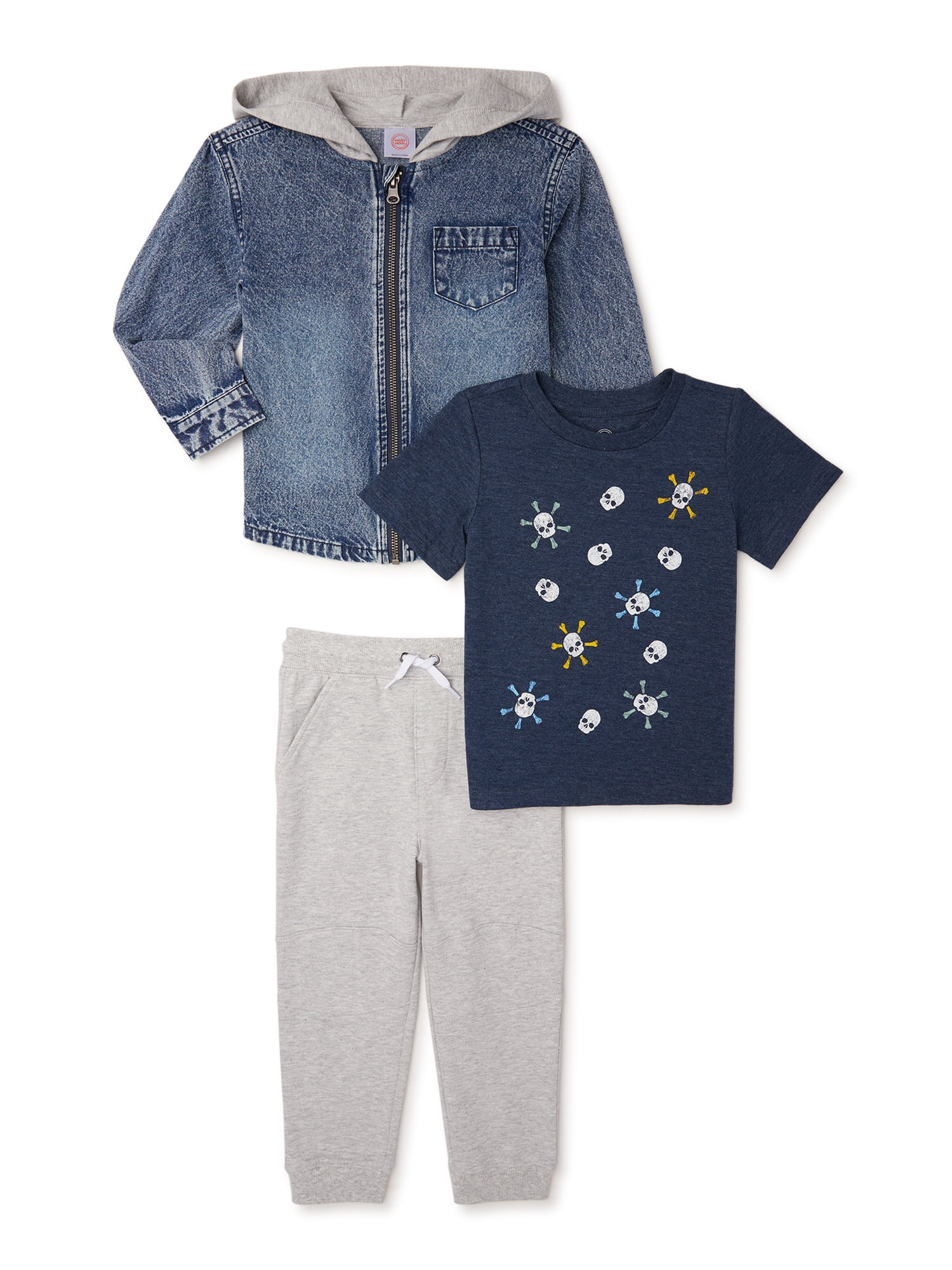 Wonder Nation Baby and Toddler Boy Jacket, T-Shirt and Joggers, 3-Piece Outfit Set, Sizes 12M-5T | Walmart (US)