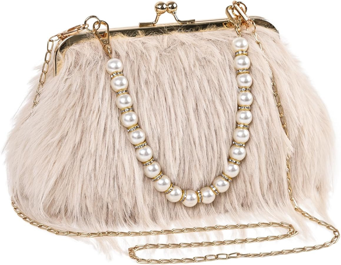 Women Clutch Purses,Fluffy Feather Evening Handbags for Wedding Party Banquet Prom Crossbody Bag | Amazon (US)