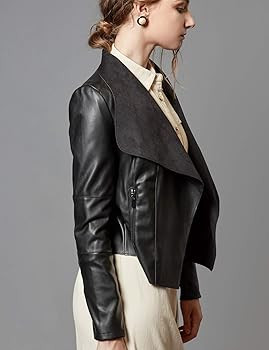 Escalier Women's Faux Leather Jackets Slim Open Front Lapel Blazer Jackets | Amazon (US)