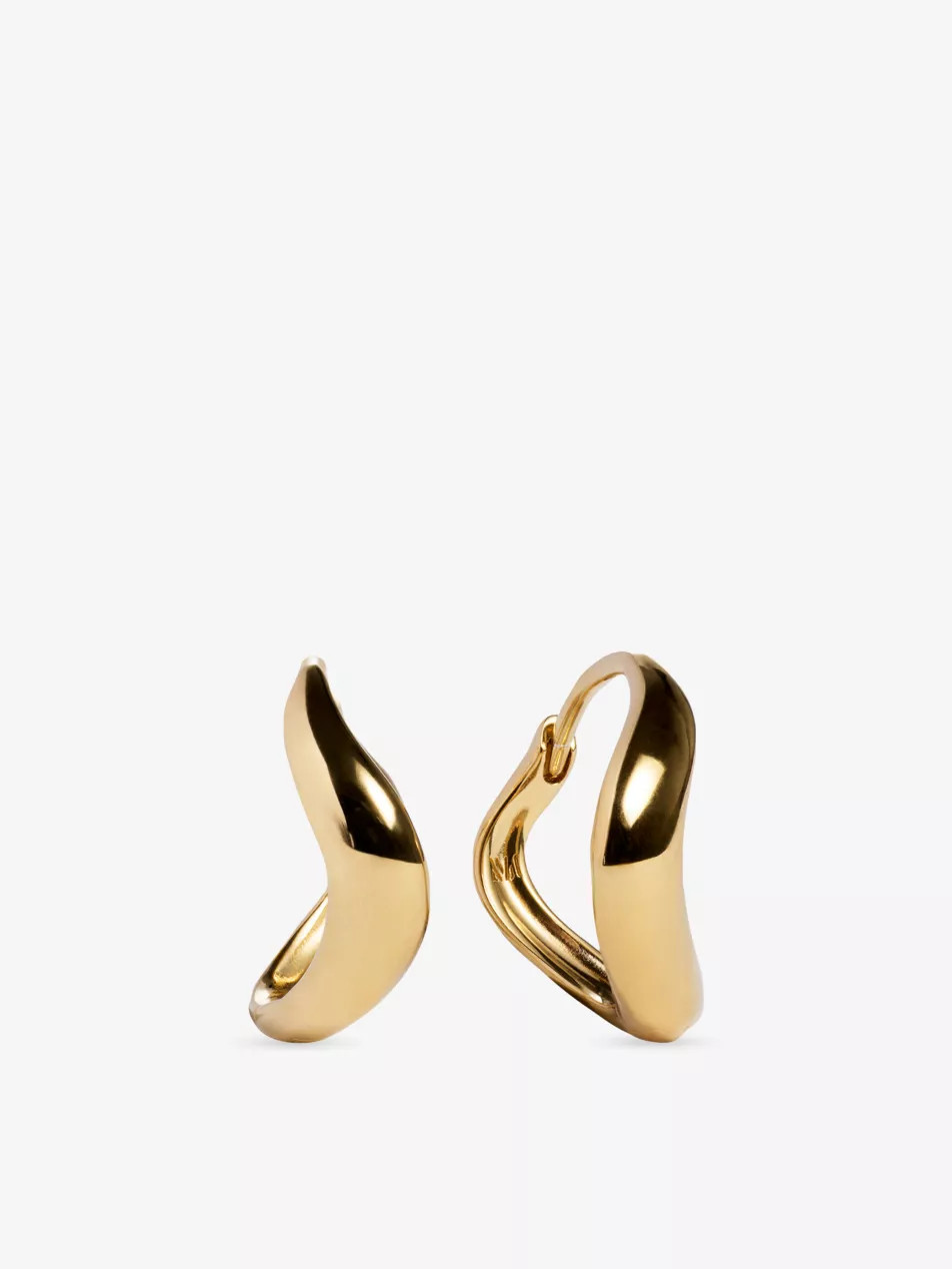 Swirl 18ct Yellow Gold Vermeil Huggie Earrings | Selfridges