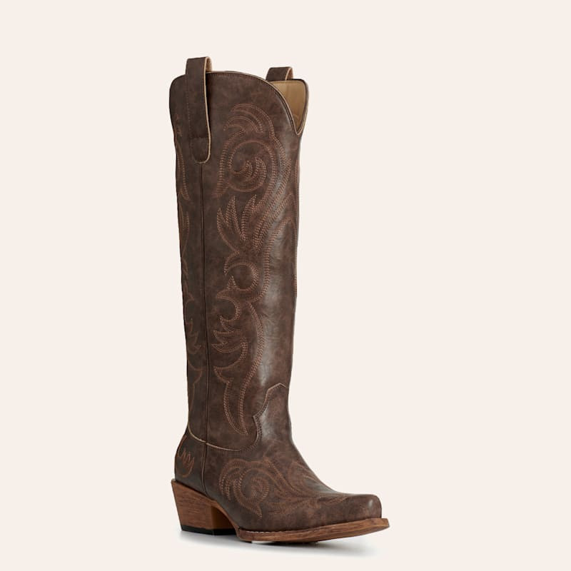 Roper Women's Brown Faux Leather Scroll Snip Toe Cowboy Boots | Cavender's