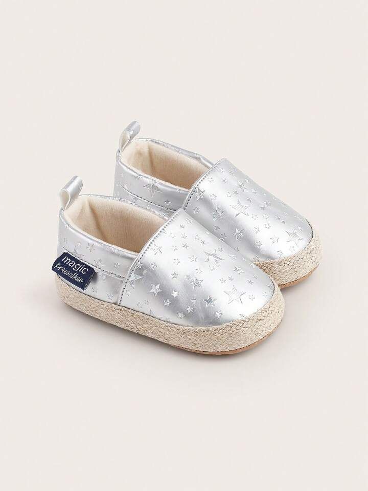 1 Pair Silver Color Soft Sole Baby Shoes For 0-1 Year Old, Spring And Autumn Seasons | SHEIN