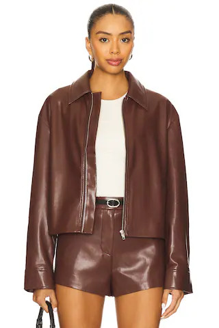 x REVOLVE Rapha Faux Leather Jacket in Chocolate Brown | Revolve Clothing (Global)