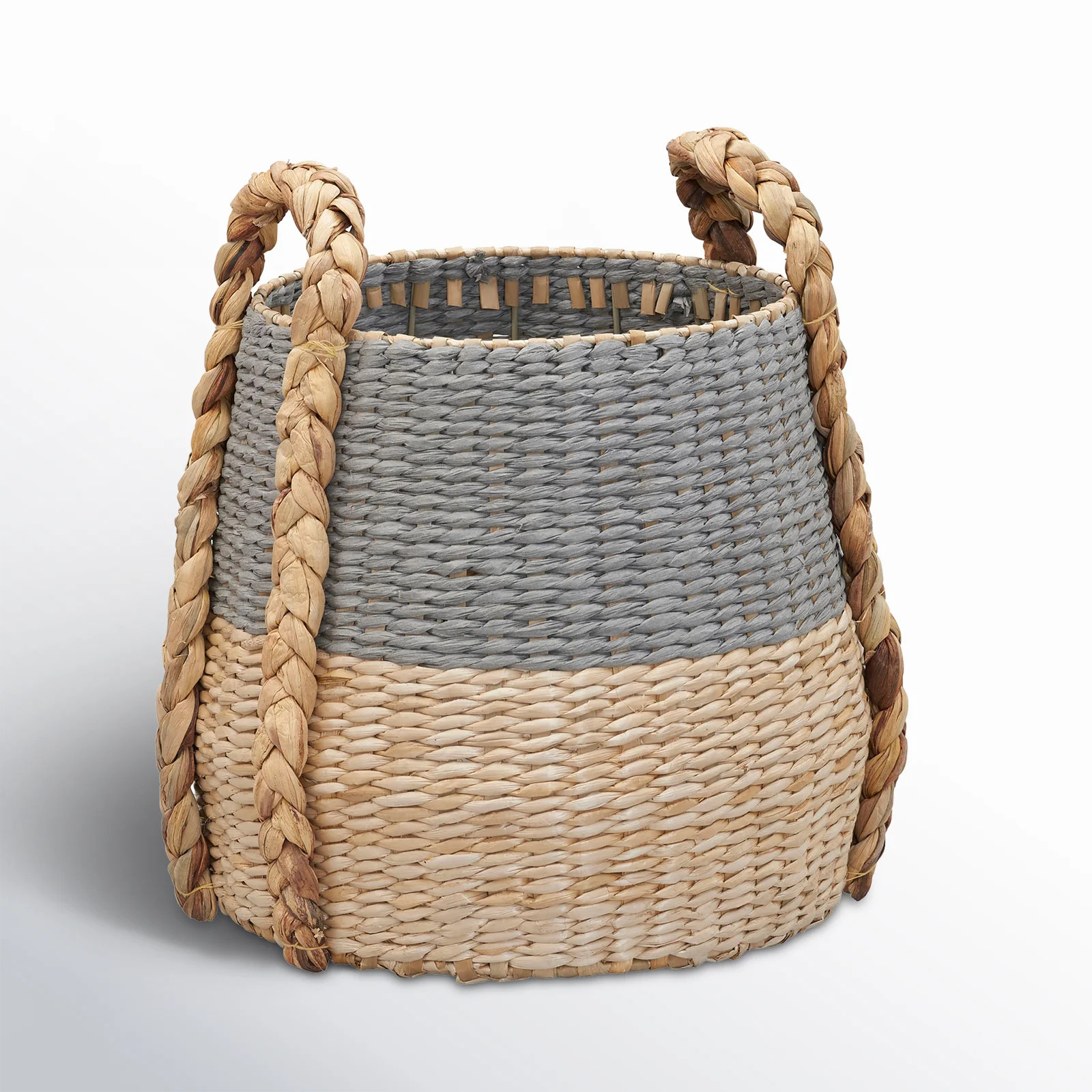 Cattail and Paper Terra Basket Two Tone Wicker Basket with Handles | Wayfair North America
